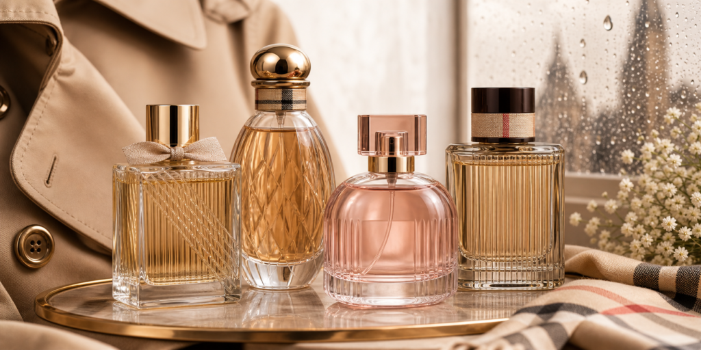 Luxury perfume bottles for a Burberry perfume guide