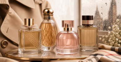 Luxury perfume bottles for a Burberry perfume guide
