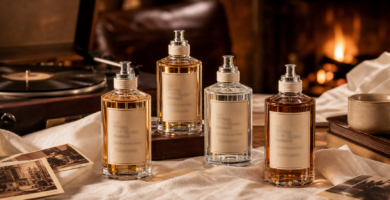 Luxury fragrance bottles for a Maison Margiela Replica fragrance guide