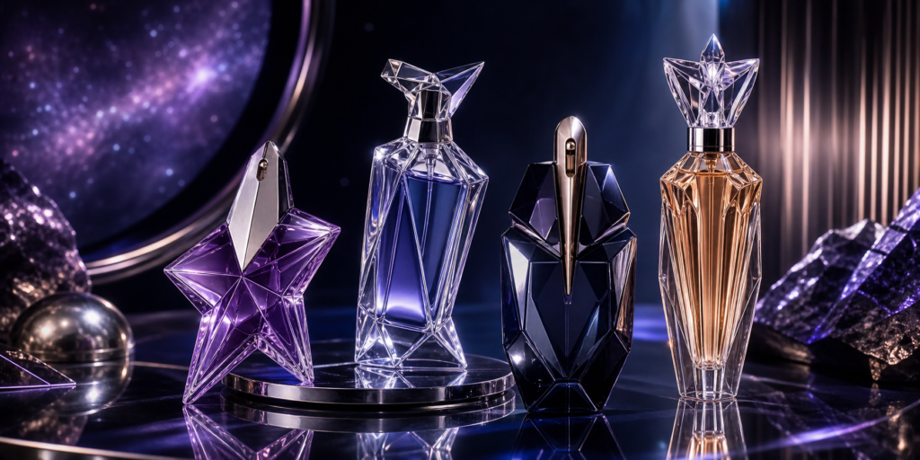 Luxury perfume bottles for a Mugler perfume guide