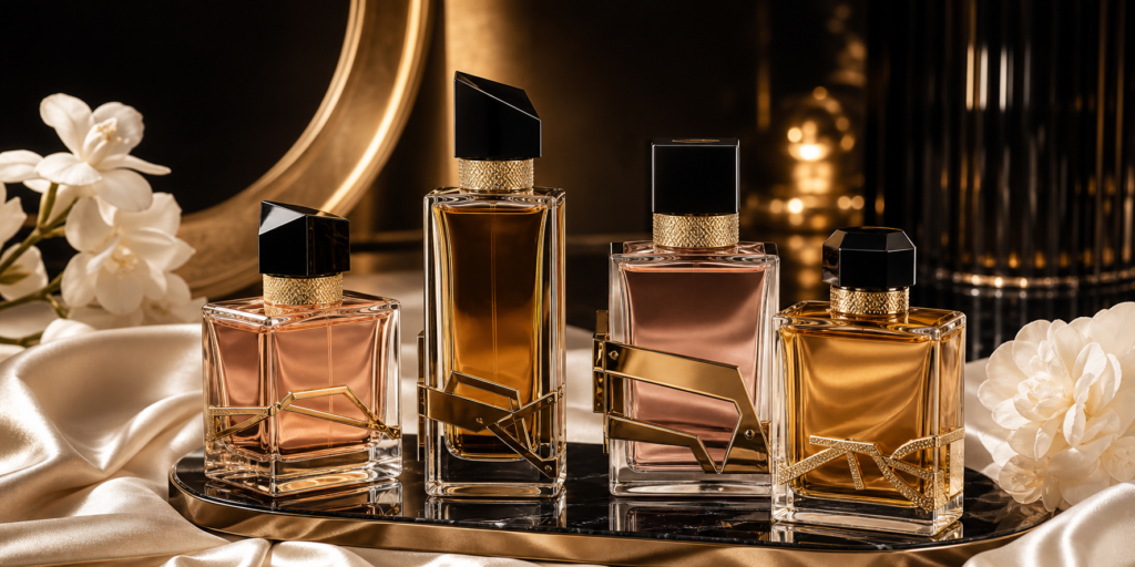 Luxury perfume bottles for a YSL perfume guide
