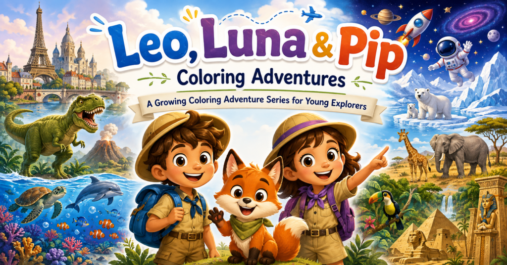 Leo, Luna and Pip kids coloring book adventures